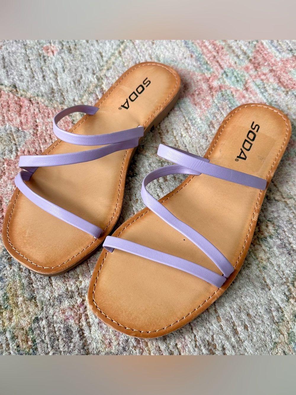 Soda Lilac Multi-Strap Slide Sandals